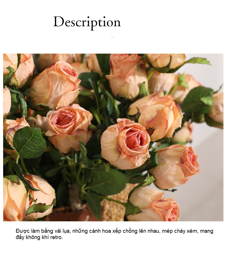 Hoa hồng Tỉ muội vải lụa cao cấp HNT4667 | Flexdecor VN | 5