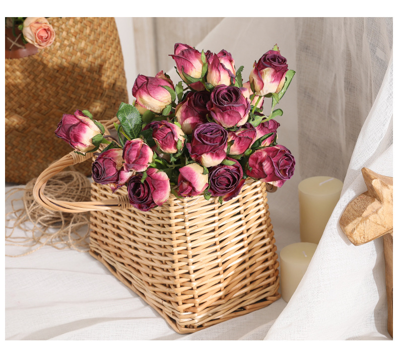 Hoa hồng Tỉ muội vải lụa cao cấp HNT4667 | Flexdecor VN | 9