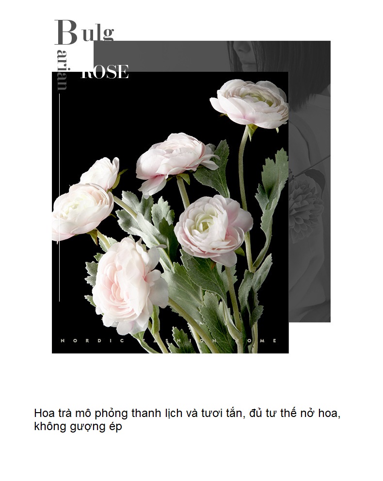 Hoa hồng trà vải lụa trang trí văn phòng BHM3335 | Flexdecor VN | 3