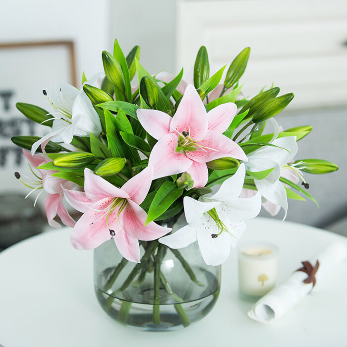 Hoa lụa Lily trang trí bàn phòng khách HNT0265 | Flexdecor VN | 2