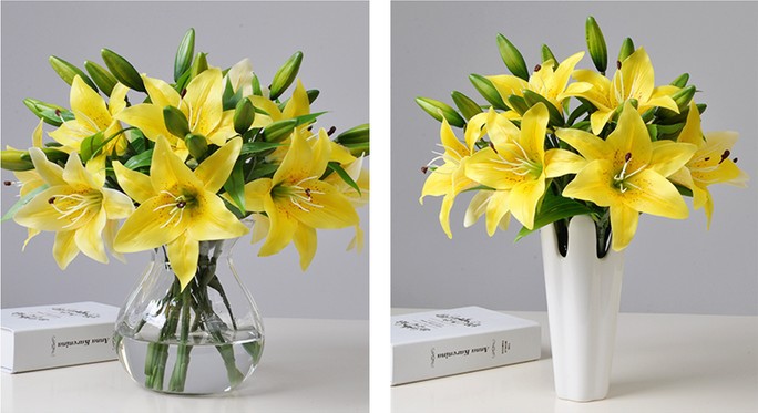 Hoa lụa Lily trang trí bàn phòng khách HNT0265 | Flexdecor VN | 7