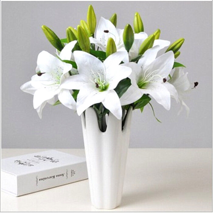 Hoa lụa Lily trang trí bàn phòng khách HNT0265 | Flexdecor VN | 3