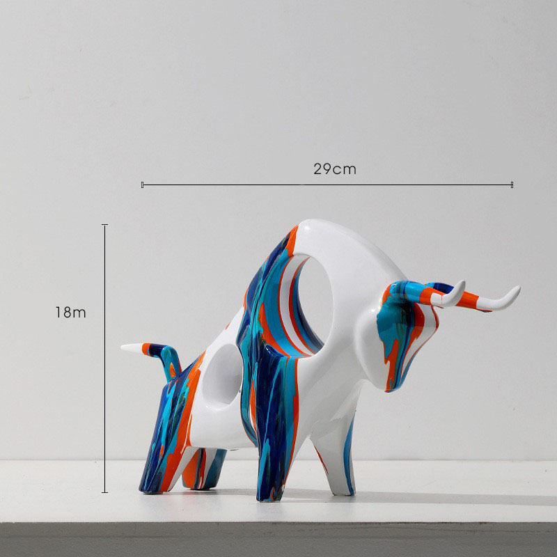 Mô hình bò tót phố Wall ngũ sắc decor văn phòng AH229 | Flexdecor VN | 15