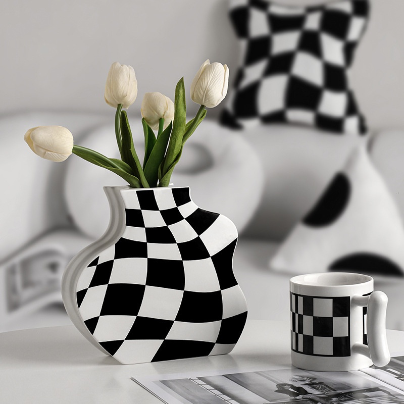 Bình gốm bàn cờ phong cách hiện đại tối giản JB1502 | Flexdecor VN | 5