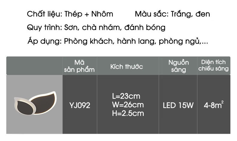 Đèn ốp trần nghệ thuật hai chiếc lá ấn tượng YJ092 | Flexdecor VN | 15