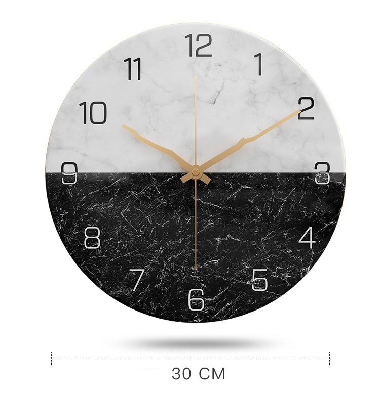Đồng hồ treo tường đá cẩm thạch trắng đen FBA3012A | Flexdecor VN | 11