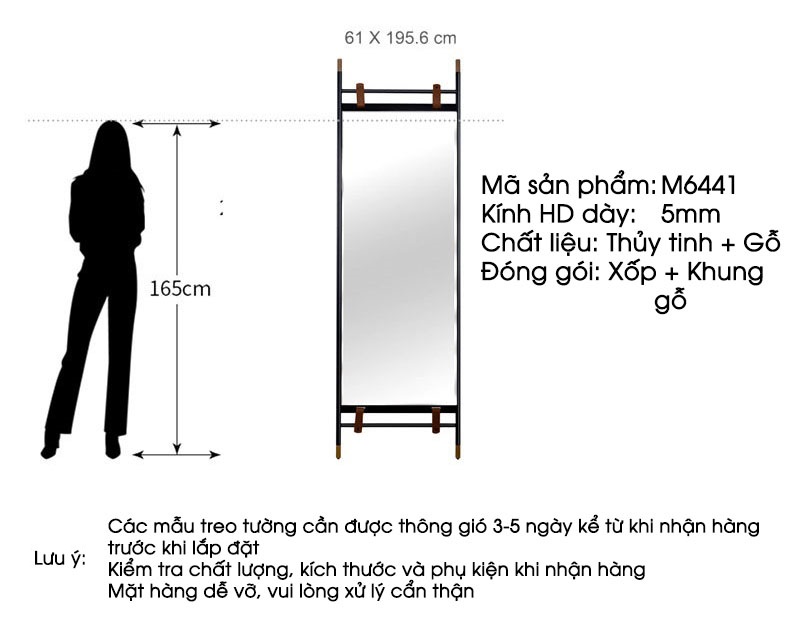Gương trang trí soi toàn thân khung gỗ cao cấp M6441 | Flexdecor VN | 18
