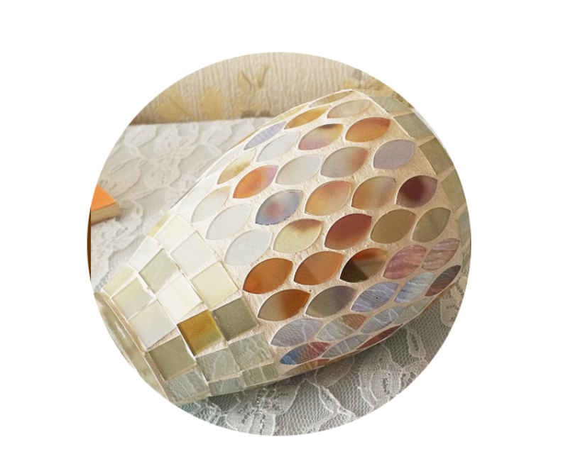 Lọ hoa thủy tinh khảm mosaic đồng quê hình lá H1802C | Flexdecor VN | 3