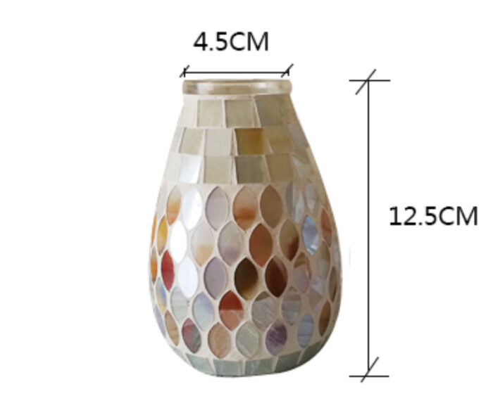 Lọ hoa thủy tinh khảm mosaic đồng quê hình lá H1802C | Flexdecor VN | 1