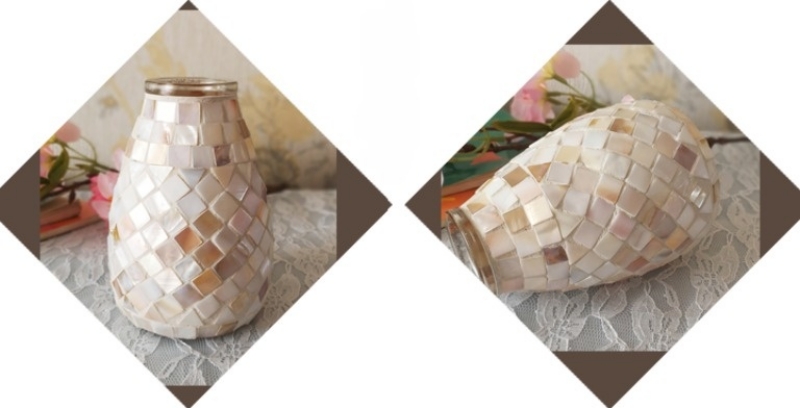 Lọ hoa thủy tinh khảm mosaic đồng quê hình thoi H1802A | Flexdecor VN | 3