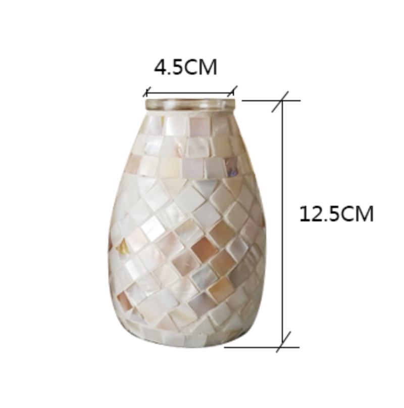 Lọ hoa thủy tinh khảm mosaic đồng quê hình thoi H1802A | Flexdecor VN | 5