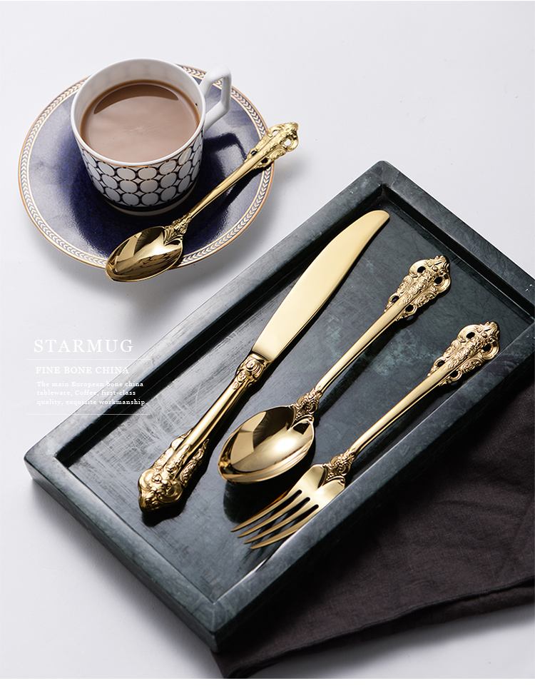 Bộ muỗng nĩa sắc vàng Retro sang trọng ZY3285 | Flexdecor VN | 13