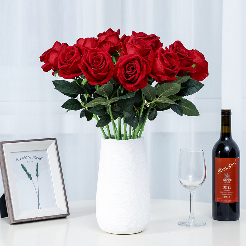 Hoa hồng đỏ vải lụa nhung để bàn HNT0432 | Flexdecor VN | 1