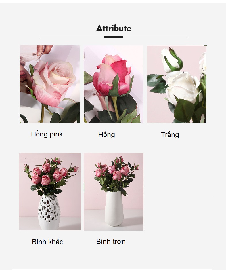 Hoa hồng lụa trang trí tiệc cưới BHM5140 | Flexdecor VN | 19
