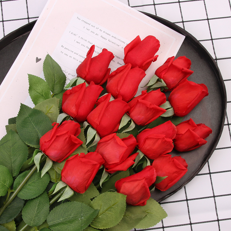 Hoa lụa Hồng nụ trang trí bàn khách HNT9606 | Flexdecor VN | 11