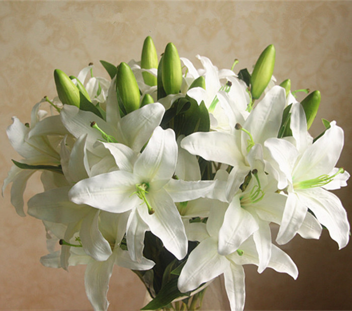 Hoa lụa Lily trang trí văn phòng HNT8227 | Flexdecor VN | 1