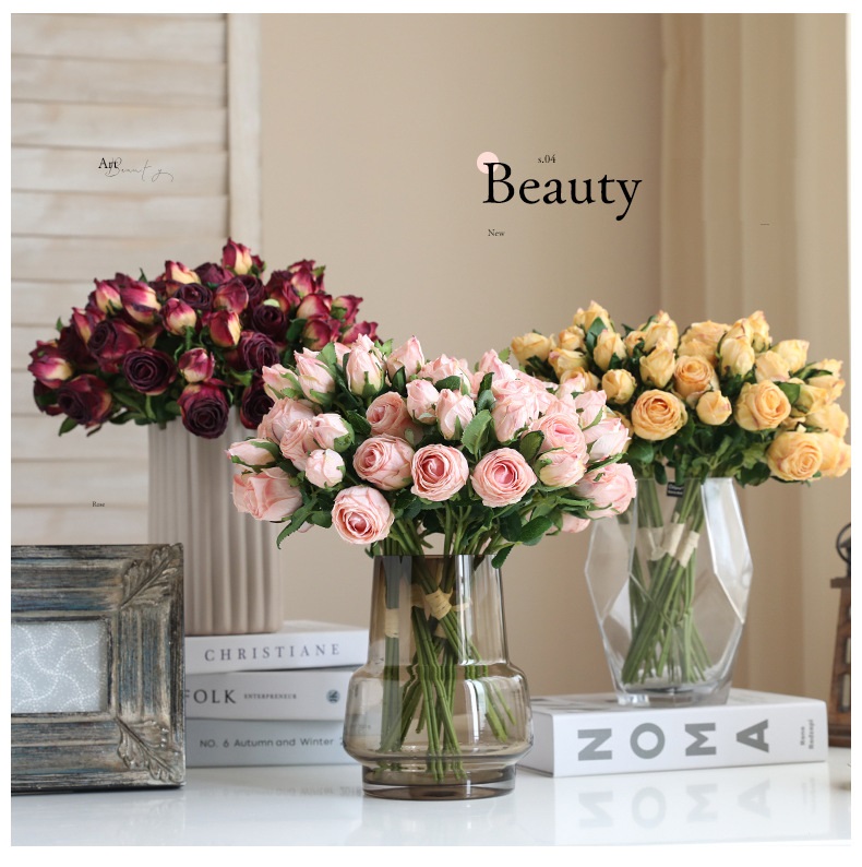 Hoa lụa hồng Retro trang trí cửa hàng HNT0715 | Flexdecor VN | 17
