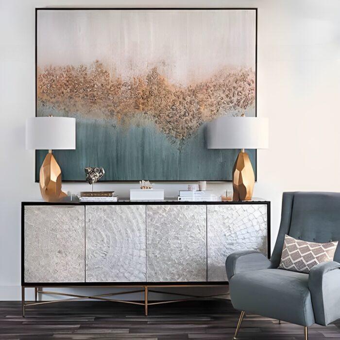 Kệ ti vi decor bằng gỗ khảm trai phủ epoxy thanh lịch PLK02 | Flexdecor VN | 2