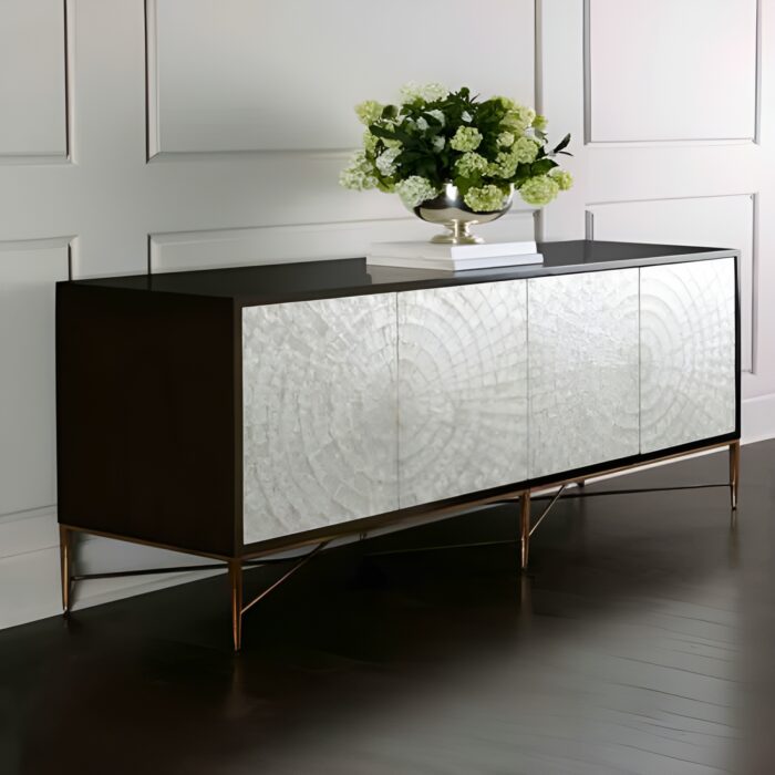 Kệ ti vi decor bằng gỗ khảm trai phủ epoxy thanh lịch PLK02 | Flexdecor VN | 1