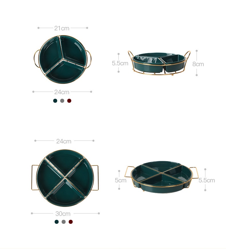 Khay đựng mứt gốm sứ màu xanh lá đậm BHM3281 | Flexdecor VN | 5