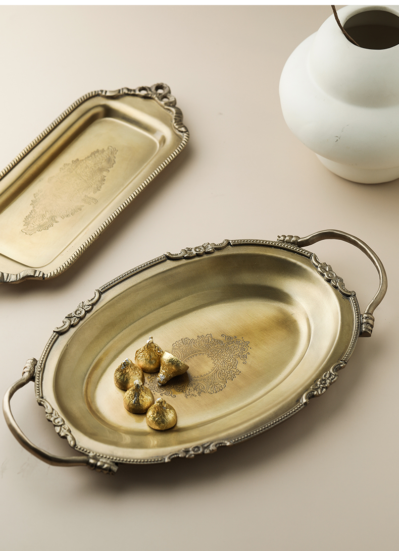 Khay trà bằng đồng cổ điển trang trí XM0007 | Flexdecor VN | 21