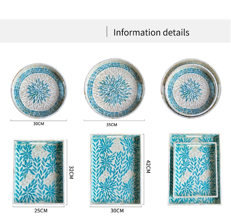 Khay trang trí khảm xà cừ Mosaic DN5862 | Flexdecor VN | 11