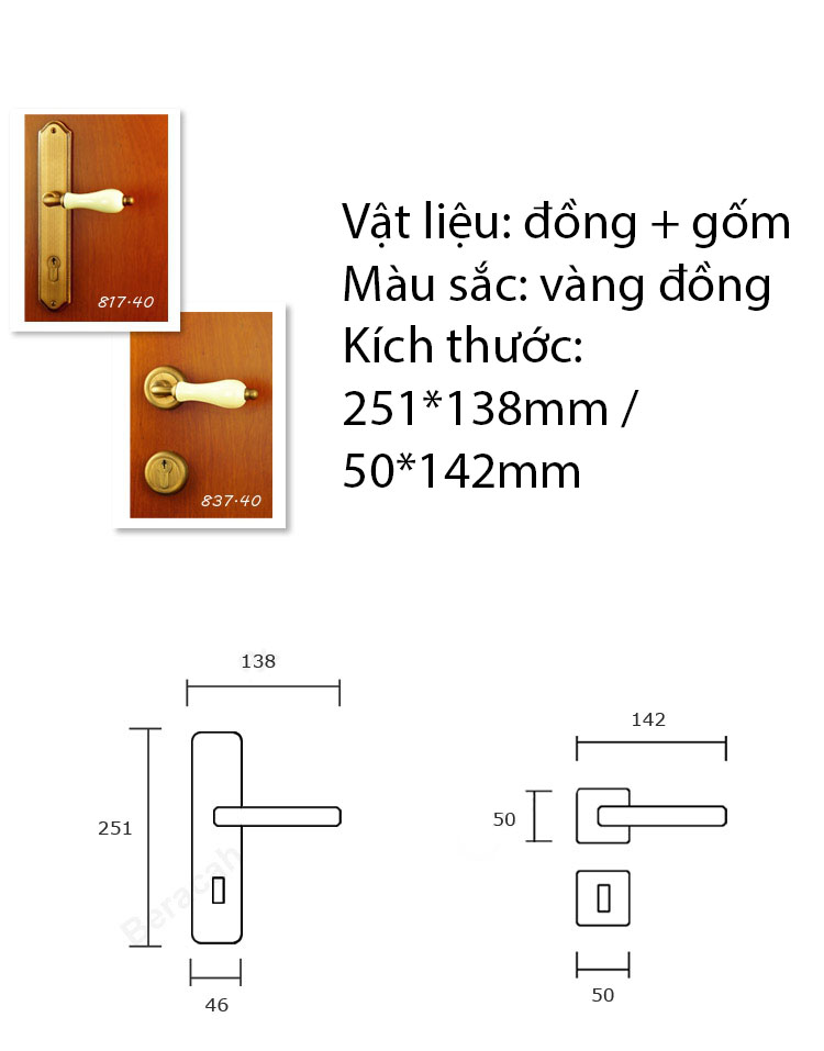 Khóa cửa gốm sứ hiện đại cho phòng ngủ BRC-8913 | Flexdecor VN | 9