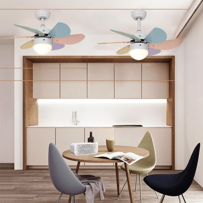 Quạt trần đèn cánh gỗ tự nhiên trang trí phòng F2019AB | Flexdecor VN | 2