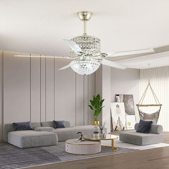 Quạt trần đèn pha lê trang trí phòng khách ZH-1218 | Flexdecor VN | 2