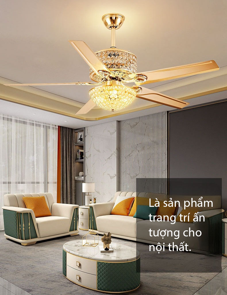 Quạt trần đèn pha lê trang trí phòng khách ZH-1218 | Flexdecor VN | 9