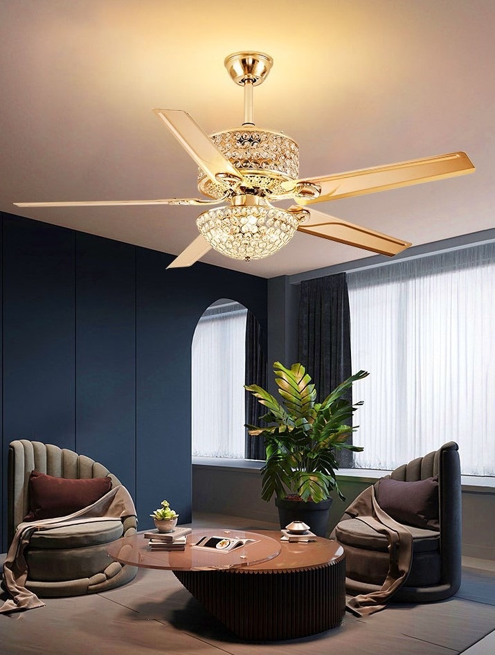 Quạt trần đèn pha lê trang trí phòng khách ZH-1218 | Flexdecor VN | 3