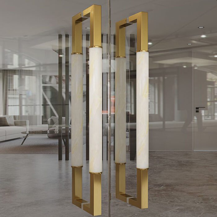 Tay nắm cửa kính bắng inox, gỗ và đá cẩm thạch GU-4920 | Flexdecor VN | 1