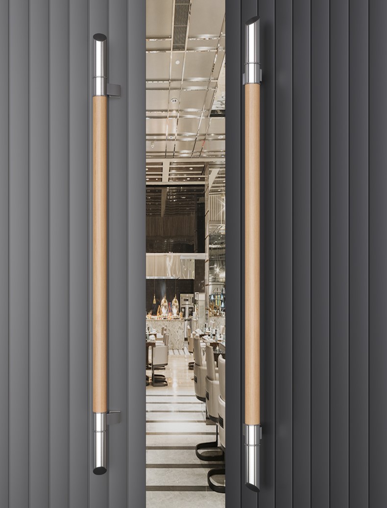 Tay nắm cửa hiện đại tối giản bằng inox và gỗ MIR5801 | Flexdecor VN | 3