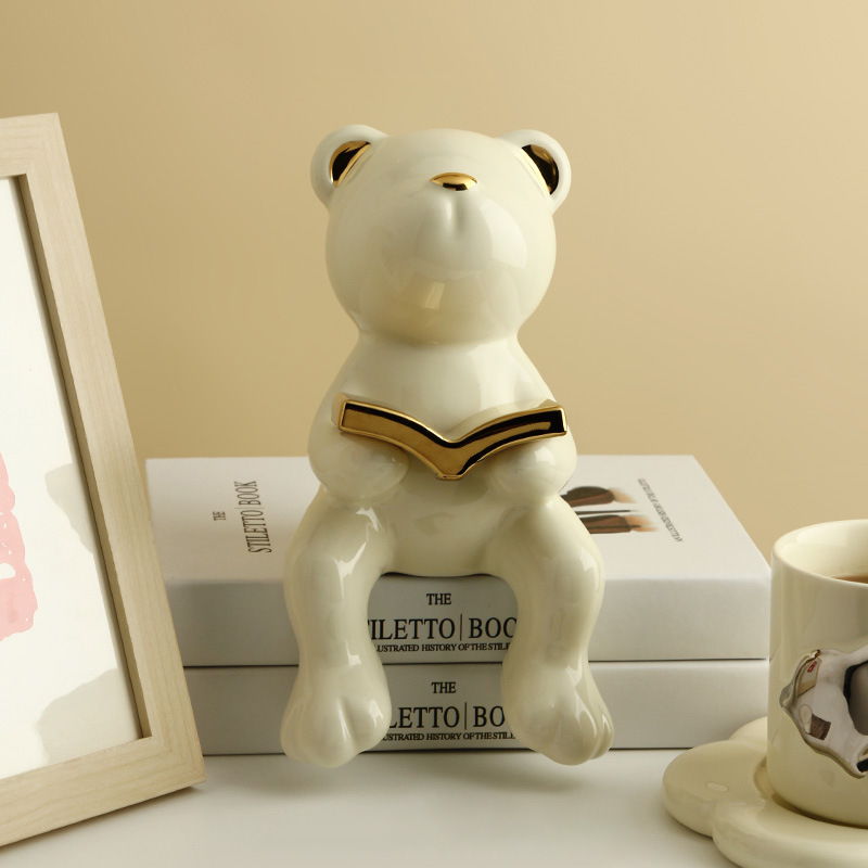 Tượng Gấu ngồi đọc sách bằng gốm BHM7714 | Flexdecor VN | 17