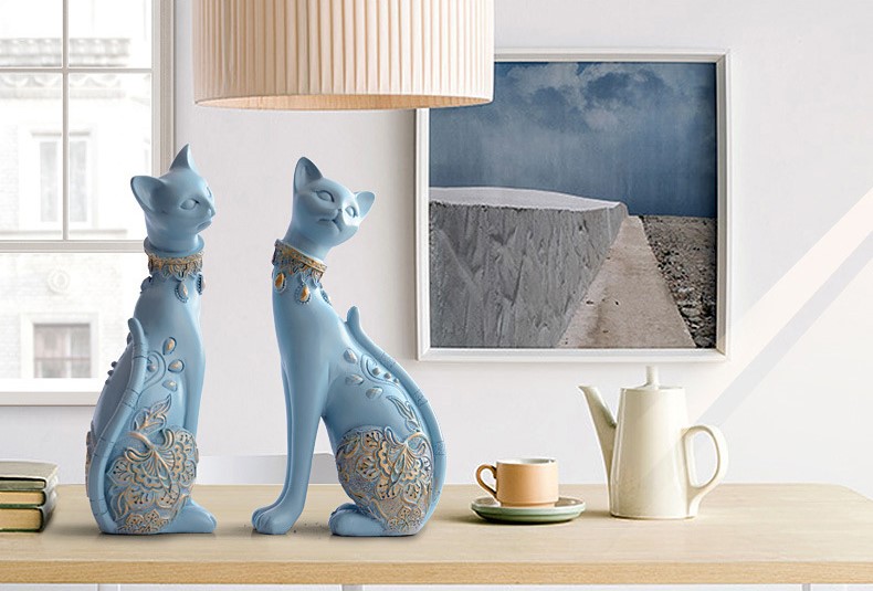 Tượng đôi mèo trang trí phòng khách HD149 | Flexdecor VN | 13