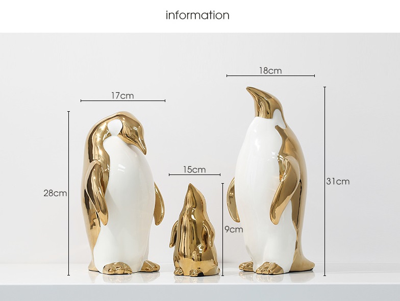 Tượng gia đình cánh cụt bằng sứ cao cấp AH0972 | Flexdecor VN | 9