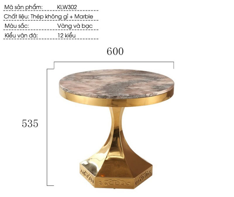 Bàn cà phê decor bằng đồng mặt đá sang trọng KLW302 | Flexdecor VN | 14