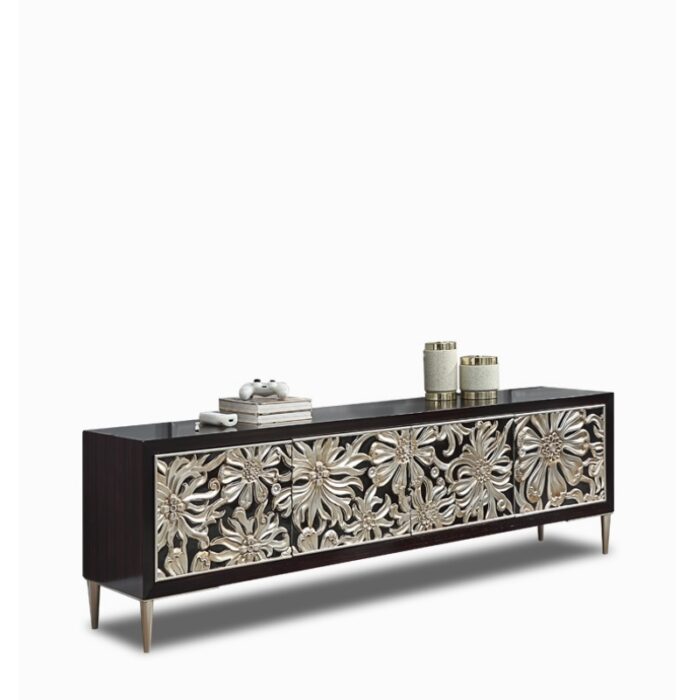 Kệ tivi trang trí gỗ phù điêu hình hoa hiện đại JYJ1010B | Flexdecor VN | 3