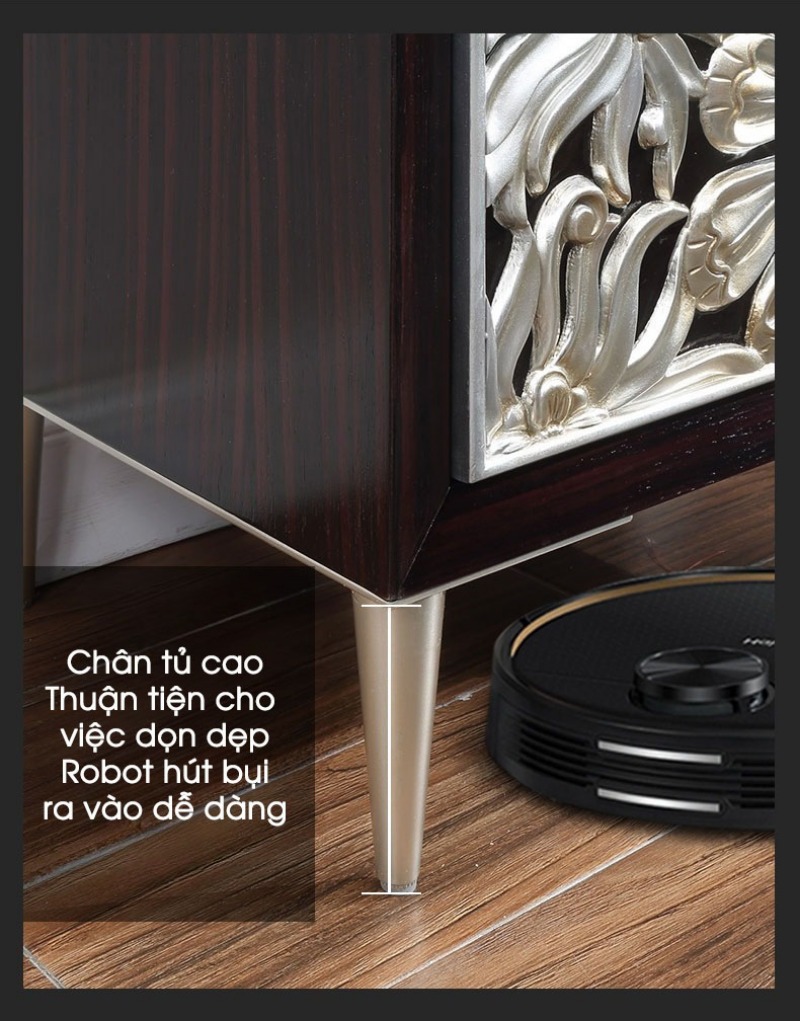 Bàn cà phê decor gỗ bề mặt khắc hoa nổi cao cấp JYJ1010A | Flexdecor VN | 16
