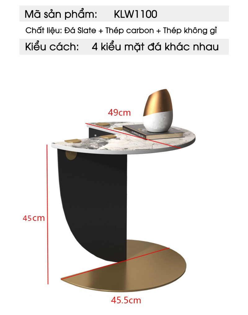 Bàn cà phê decor góc mặt đá độc đáo sáng tạo KLW1100 | Flexdecor VN | 16
