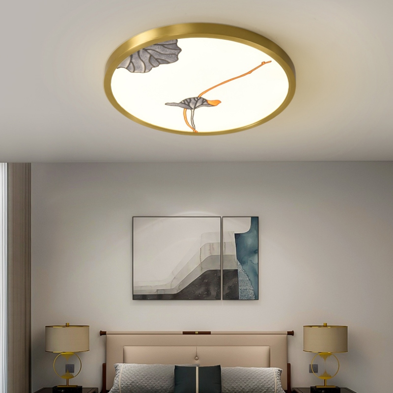 Đèn ốp trần bằng đồng hoa văn lá sen, trúc và rẻ quạt QG7063 | Flexdecor VN | 23