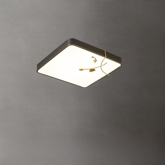Đèn ốp trần đồng sang trọng cá koi và sen đen nhám ZXL064BL | Flexdecor VN | 1