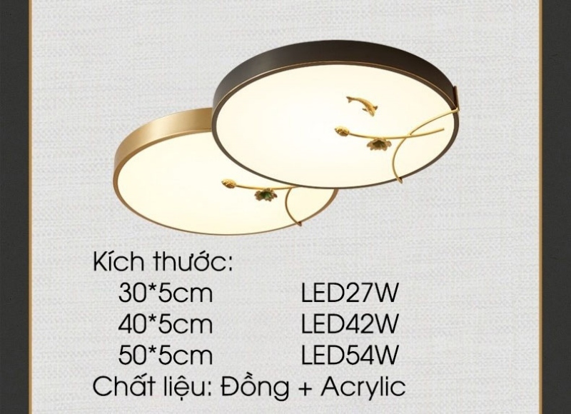 Đèn ốp trần đồng cao cấp sen và koi vàng nhám ZXL064Y | Flexdecor VN | 9