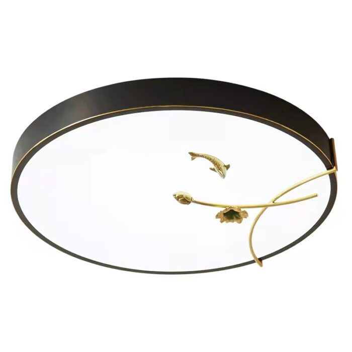 Đèn ốp trần đồng sang trọng cá koi và sen đen nhám ZXL064BL | Flexdecor VN | 3
