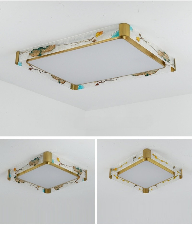 Đèn ốp trần vuông cao cấp sang trọng hạc và sen FL8077A | Flexdecor VN | 14