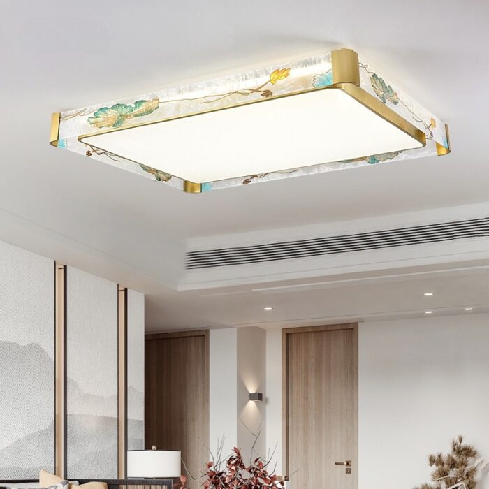 Đèn ốp trần vuông cao cấp sang trọng hạc và sen FL8077A | Flexdecor VN | 3