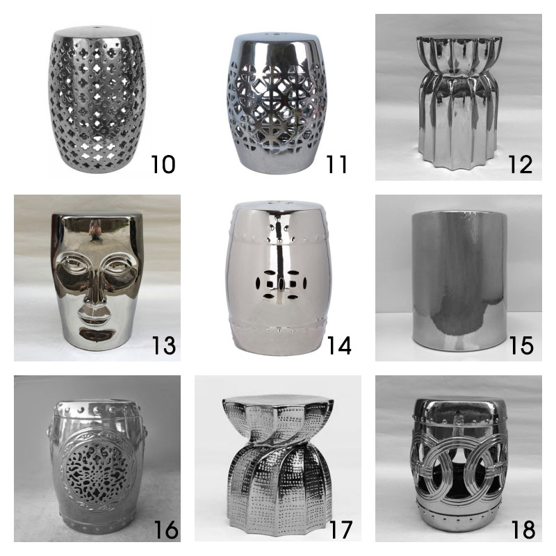 Đôn decor gốm sứ mạ ánh bạc nhiều kiểu dáng PHF009S | Flexdecor VN | 17