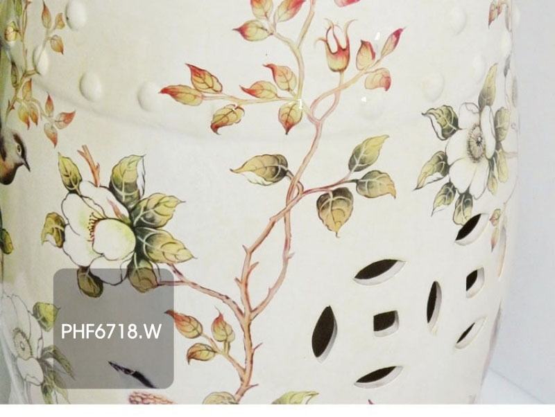 Đôn trang trí gốm sứ chim và hoa tinh tế PHF6718 | Flexdecor VN | 13