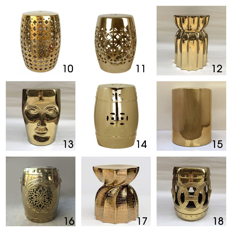 Đôn trang trí gốm sứ mạ ánh vàng đa dạng PHF009Y | Flexdecor VN | 15