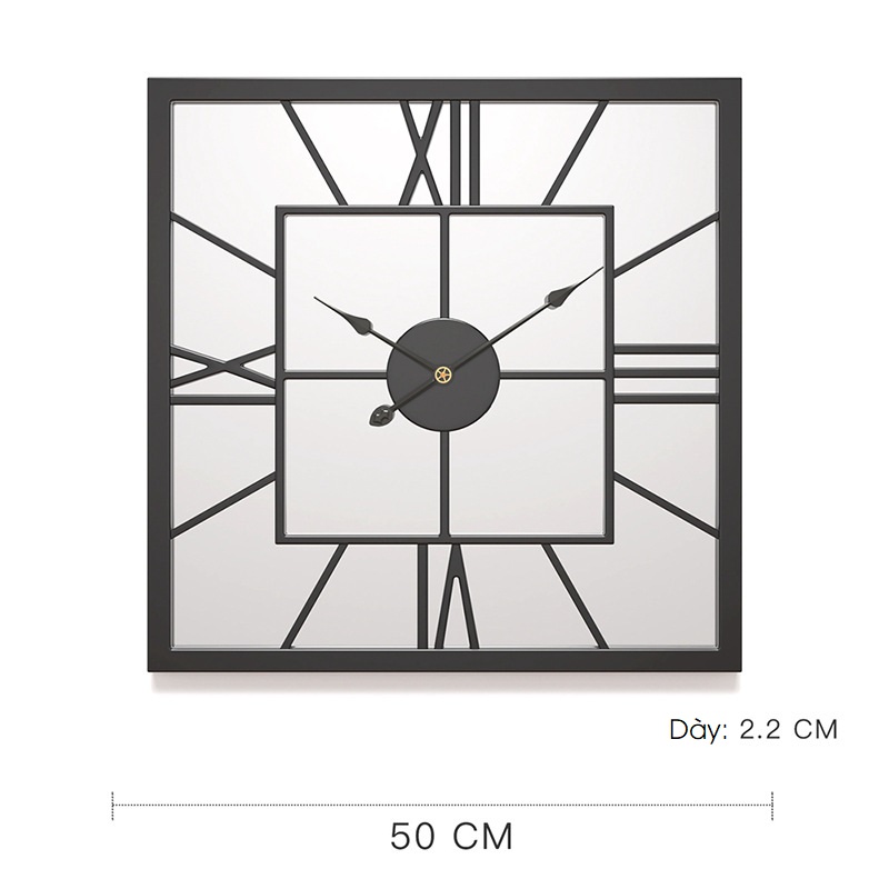 Đồng hồ khung thép vuông hiện đại sáng tạo FBA6838 | Flexdecor VN | 16